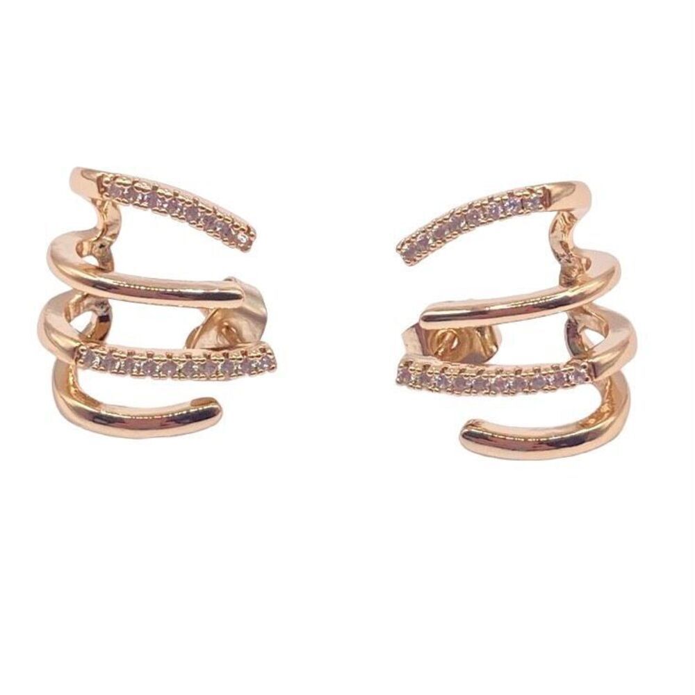 Statement Gold Cubic Zirconia Claw Jacket Stud Earrings